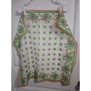 Vintage 1970s Sheer Floral Scarf Mod Daisy Print Green Orange Lavender 26"...